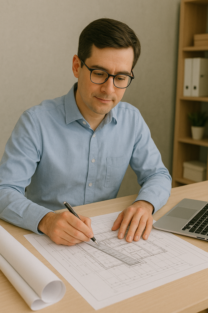 Temos locais de trabalho em todo o país! Trabalho de design em uma empresa de construção