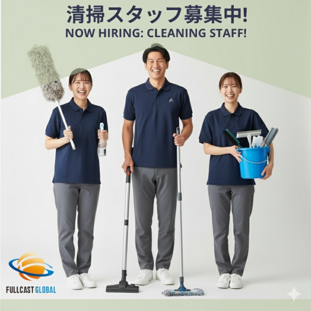 Equipe de limpeza: Cidade de Funabashi, Prefeitura de Chiba/Salário por hora de 1.400 ienes