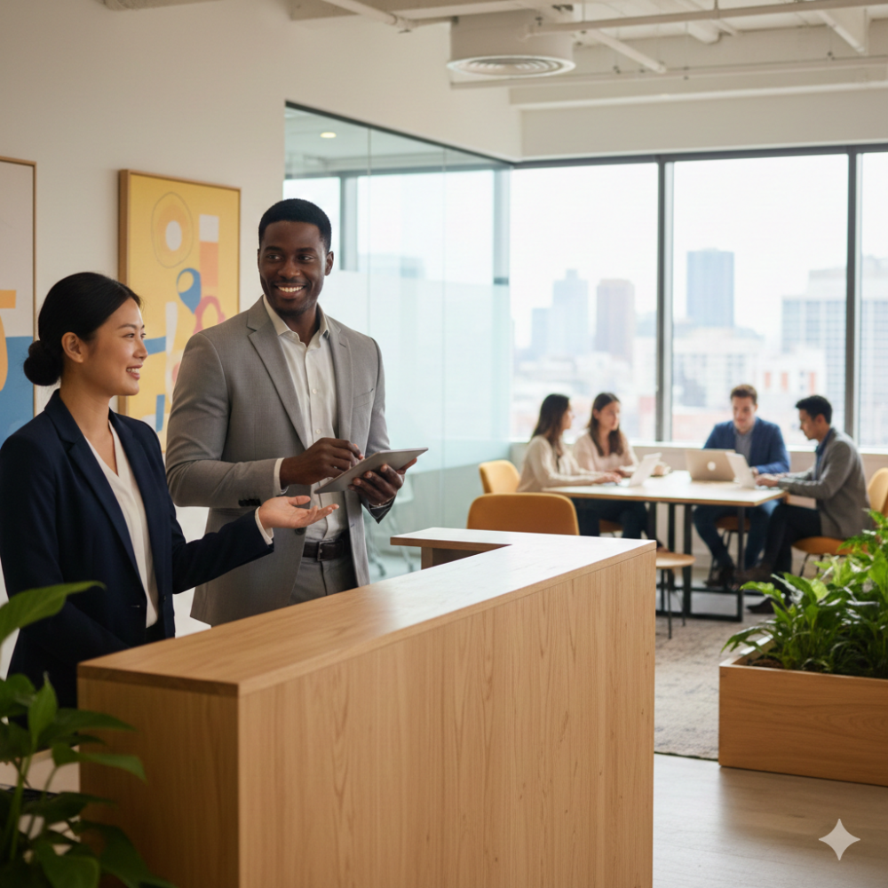 [N2] Reception work at a global company operating in 120 countries