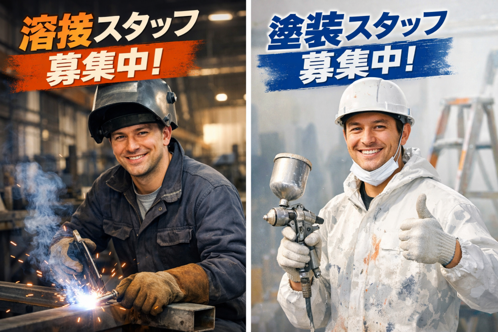 【溶接】建設重機の部品溶接製造及び塗装業務(薄板溶接)(塗装ガン)