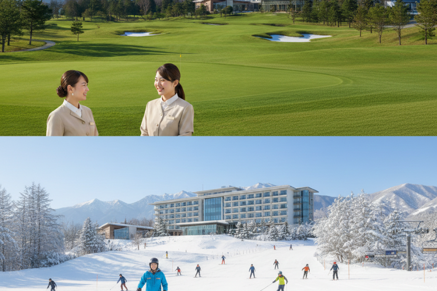 【ホテルの併設ゴルフ場・スキー場スタッフ】永住定住者配偶者ビザ歓迎＠北軽井沢