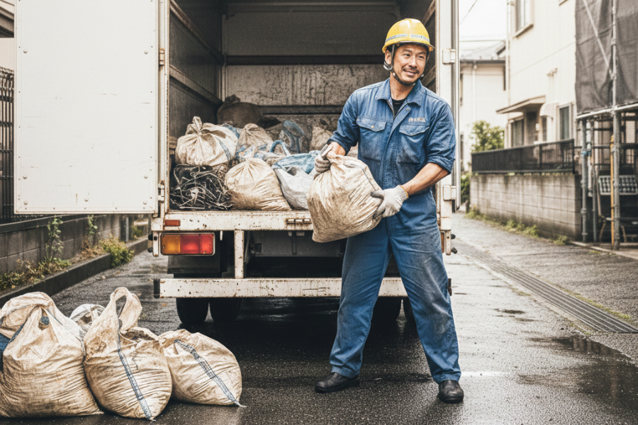 Motorista de coleta de lixo de construção/2 t/salário por hora 1.750 ienes/A0591