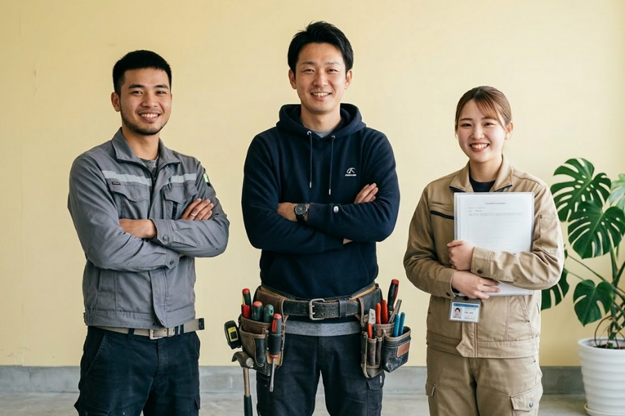 Equipe de desmontagem de interiores associada a trabalhos de remodelação