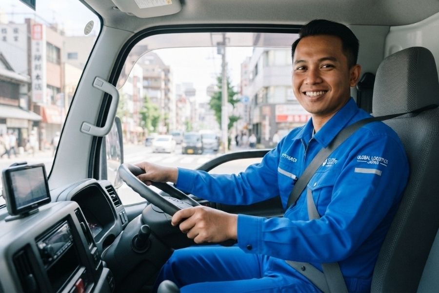 Motorista de caminhão 3t entrega de comida em lojas de conveniência inexperiente OK @神戸