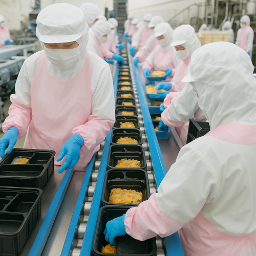 [Recolha disponível] Até mesmo pessoas inexperientes estão bem/Trabalham na fila de uma fábrica de alimentos/Os estrangeiros estão ativos!